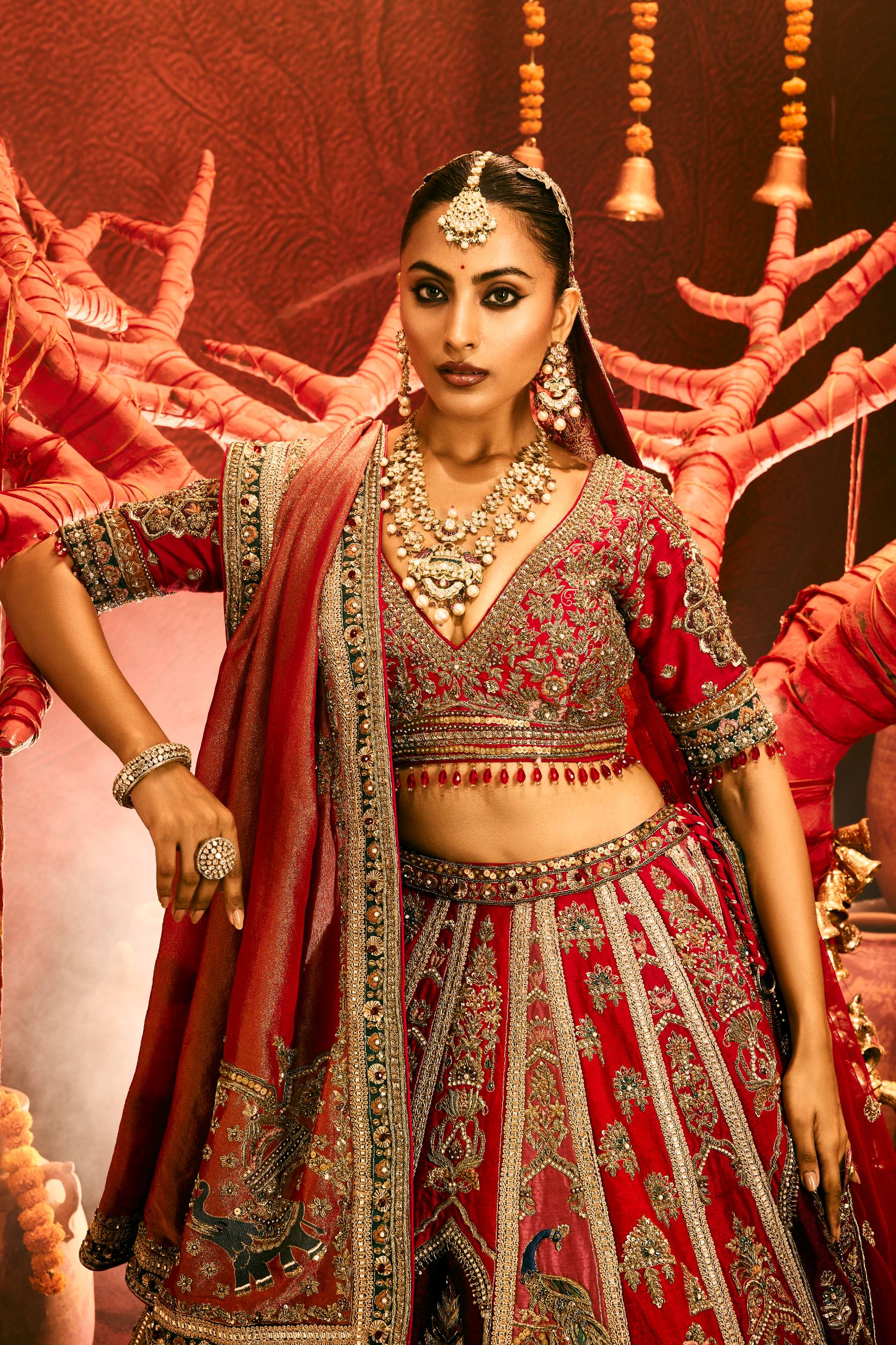 Greyish Pink Zardozi Lehenga